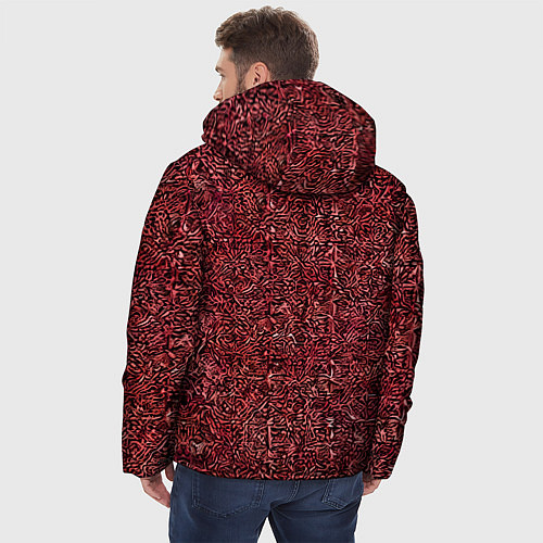 Мужская зимняя куртка Чёрные и красные мазки / 3D-Светло-серый – фото 4