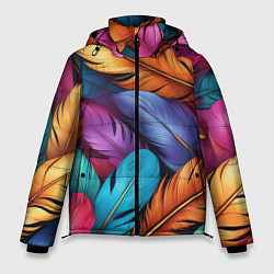 Куртка зимняя мужская Перья паттерн - нейросеть, цвет: 3D-светло-серый
