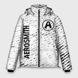 Мужская зимняя куртка Aerosmith glitch на светлом фоне вертикально