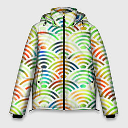 Куртка зимняя мужская Белая рыба - чешуя-волна, цвет: 3D-черный