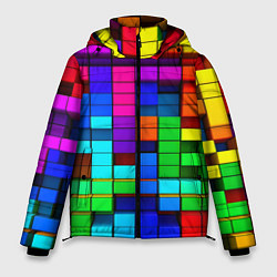 Куртка зимняя мужская Радужный кубизм, цвет: 3D-светло-серый
