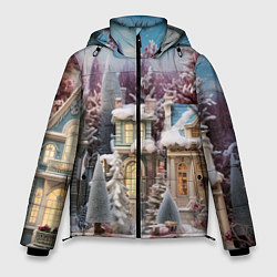 Куртка зимняя мужская Новогодний объемный городок, цвет: 3D-черный
