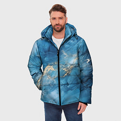 Куртка зимняя мужская Синий мрамор, цвет: 3D-черный — фото 2