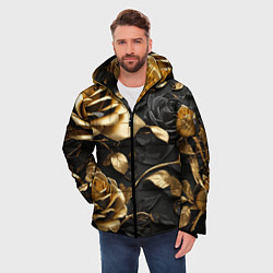 Куртка зимняя мужская Металлические розы золотые и черные, цвет: 3D-черный — фото 2