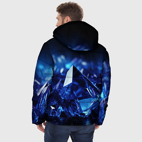 Мужская зимняя куртка Синие прозрачные алмазы / 3D-Светло-серый – фото 4