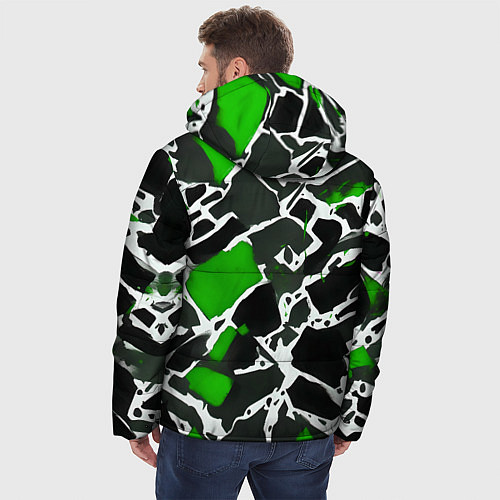 Мужская зимняя куртка Кляксы чёрные и зелёные / 3D-Светло-серый – фото 4