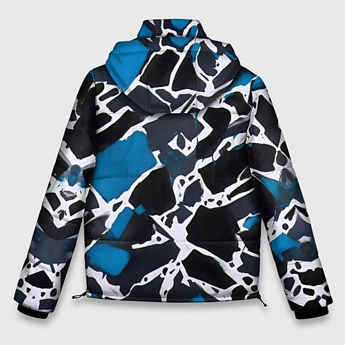 Мужская зимняя куртка Кляксы чёрные и синие / 3D-Черный – фото 2