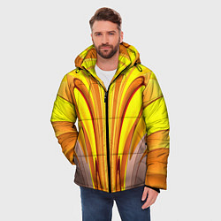 Куртка зимняя мужская Вытянутые желтые полосы, цвет: 3D-черный — фото 2