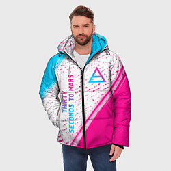 Куртка зимняя мужская Thirty Seconds to Mars neon gradient style вертика, цвет: 3D-черный — фото 2