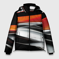 Куртка зимняя мужская Оранжевая и металлическая абстракция, цвет: 3D-светло-серый