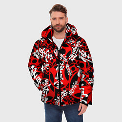 Куртка зимняя мужская Карате киокушинкай лого паттерн, цвет: 3D-красный — фото 2