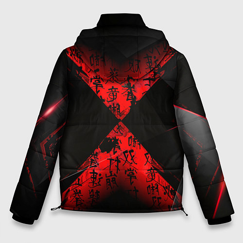 Мужская зимняя куртка Иероглифы и текстуры / 3D-Черный – фото 2