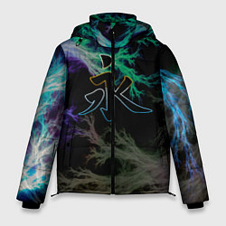 Куртка зимняя мужская Неоновый иероглиф, цвет: 3D-черный