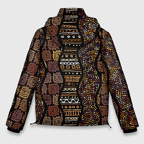 Мужская зимняя куртка Волнистый этнический орнамент / 3D-Черный – фото 2