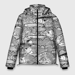 Куртка зимняя мужская Экзотические рыбы в кораллах, цвет: 3D-светло-серый