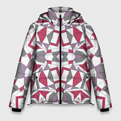 Куртка зимняя мужская Геометрический узор красно серый, цвет: 3D-черный