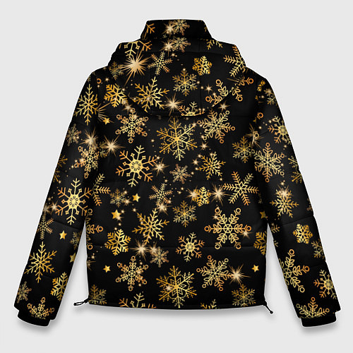 Мужская зимняя куртка Россыпи золотых снежинок / 3D-Черный – фото 2