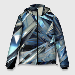 Куртка зимняя мужская Абстрактные осколки голубого цвета, цвет: 3D-черный