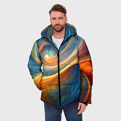 Куртка зимняя мужская Космические завихрения, цвет: 3D-красный — фото 2