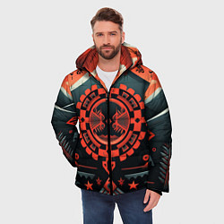 Куртка зимняя мужская Рисунок в стиле американских индейцев, цвет: 3D-светло-серый — фото 2