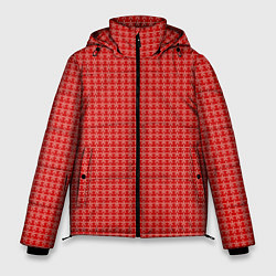 Куртка зимняя мужская Мелкие снежинки паттерн красный, цвет: 3D-красный