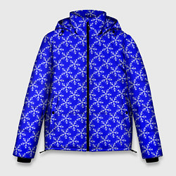 Куртка зимняя мужская Паттерн снежинки синий, цвет: 3D-светло-серый