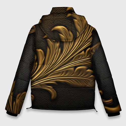 Мужская зимняя куртка Золотые узоры листья объемные / 3D-Черный – фото 2