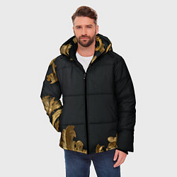 Куртка зимняя мужская Золотистые узоры на черном, цвет: 3D-светло-серый — фото 2
