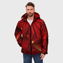 Куртка зимняя мужская Красный материал со складками, цвет: 3D-красный — фото 2