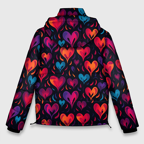 Мужская зимняя куртка Паттерн с сердцами / 3D-Черный – фото 2