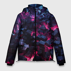 Куртка зимняя мужская Фиолетовые кубы в фиолетовом дыме, цвет: 3D-светло-серый