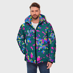 Куртка зимняя мужская Абстрактные лепестки, цвет: 3D-красный — фото 2