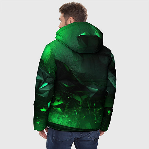 Мужская зимняя куртка Геометрическая текстурная зеленая абстракция / 3D-Светло-серый – фото 4