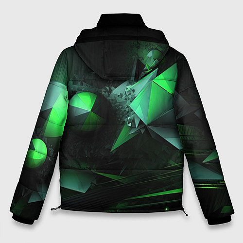Мужская зимняя куртка Геометрическая текстурная зеленая абстракция / 3D-Светло-серый – фото 2