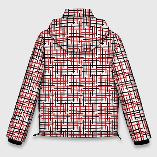 Мужская зимняя куртка Пересекаемые цветные полосы / 3D-Красный – фото 2
