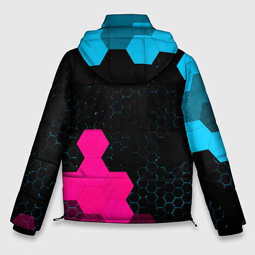 Мужская зимняя куртка GTA 6 - neon gradient вертикально / 3D-Черный – фото 2