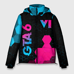 Мужская зимняя куртка GTA 6 - neon gradient вертикально