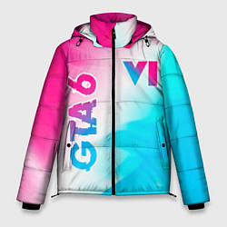 Мужская зимняя куртка GTA 6 neon gradient style вертикально