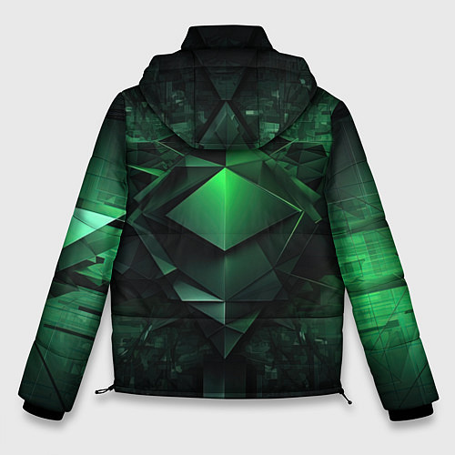 Мужская зимняя куртка Зеленая и черная абстракция геометрическая / 3D-Черный – фото 2