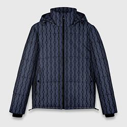 Куртка зимняя мужская Чёрный узор на серо-синем, цвет: 3D-светло-серый