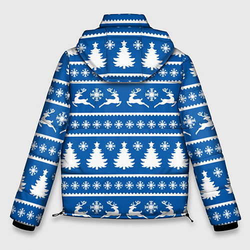 Мужская зимняя куртка Синий свитер с новогодними оленями / 3D-Черный – фото 2