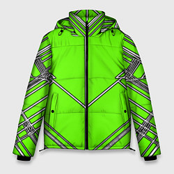 Мужская зимняя куртка Белые полосы на зелёном фоне