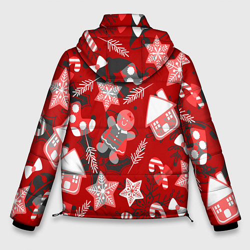 Мужская зимняя куртка Рождественские паттерны / 3D-Красный – фото 2