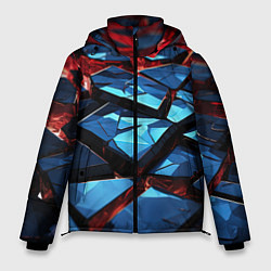 Куртка зимняя мужская Синие абстрактные плиты и красное свечение, цвет: 3D-светло-серый