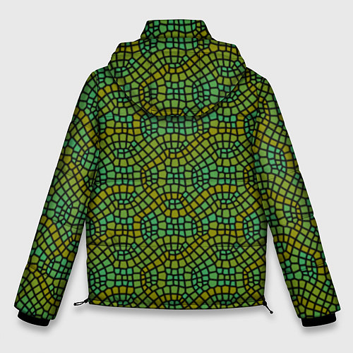 Мужская зимняя куртка Салатовый витражный паттерн / 3D-Черный – фото 2