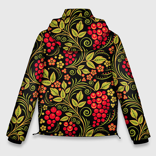 Мужская зимняя куртка Хохломская роспись красные ягоды / 3D-Светло-серый – фото 2