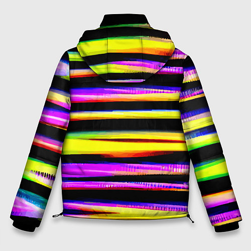 Мужская зимняя куртка Цветные неоновые полосы / 3D-Красный – фото 2