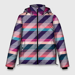 Куртка зимняя мужская Косая клетка: разные оттенки фиолетового, цвет: 3D-светло-серый