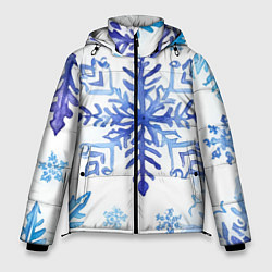 Куртка зимняя мужская Снежинки падают, цвет: 3D-черный
