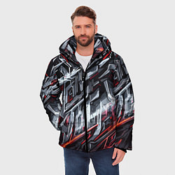 Куртка зимняя мужская Агрессивный металл красный, цвет: 3D-черный — фото 2